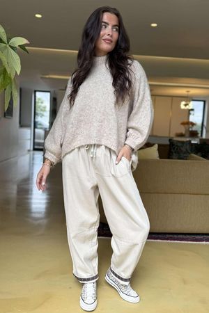 Mercer Soft Twill Barrel Leg Pant Stone 